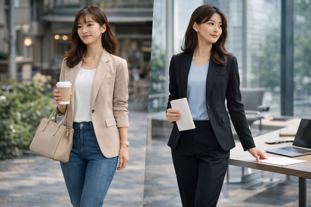 guとユニクロのスーツ比較レディースセットアップ活用
