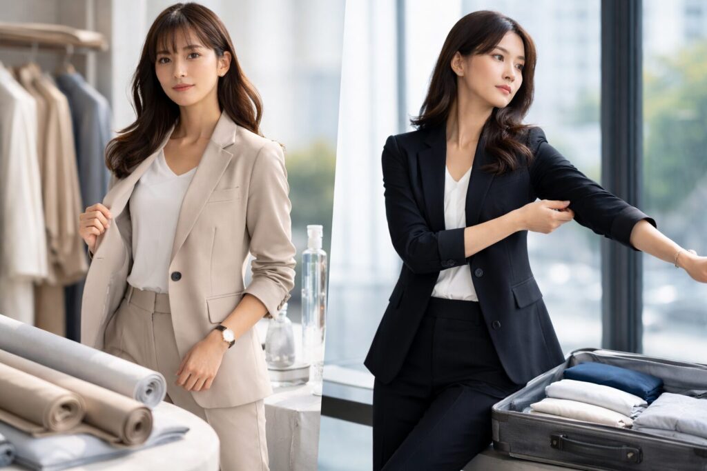 guとユニクロのスーツ比較レディース素材と機能性