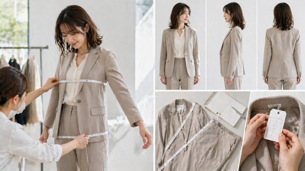 カジュアルスーツレディースどこで買うサイズ選び