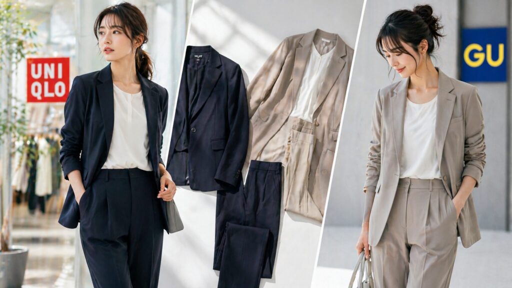 カジュアルスーツレディースどこで買うユニクロGU