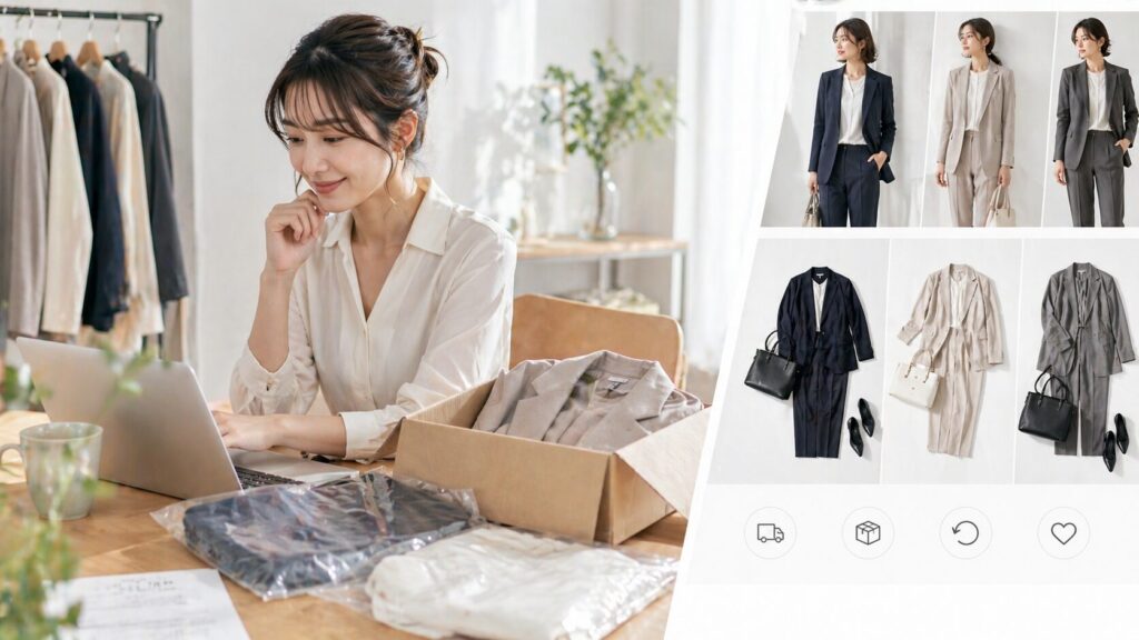 カジュアルスーツレディースどこで買う通販人気