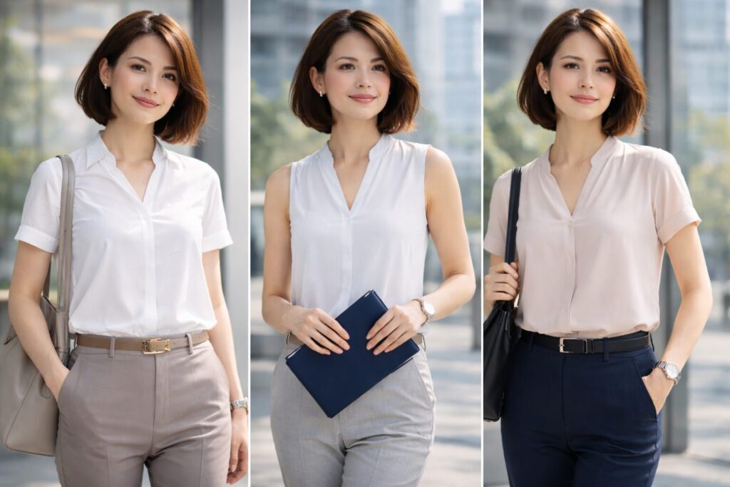 ジャケットなし向きブラウス