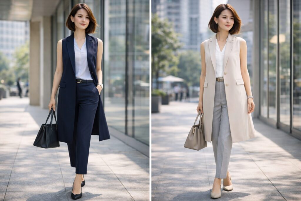 ジレで整う夏の通勤服