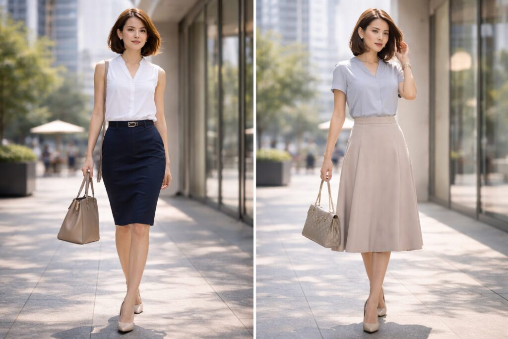 スカート丈と上品見え