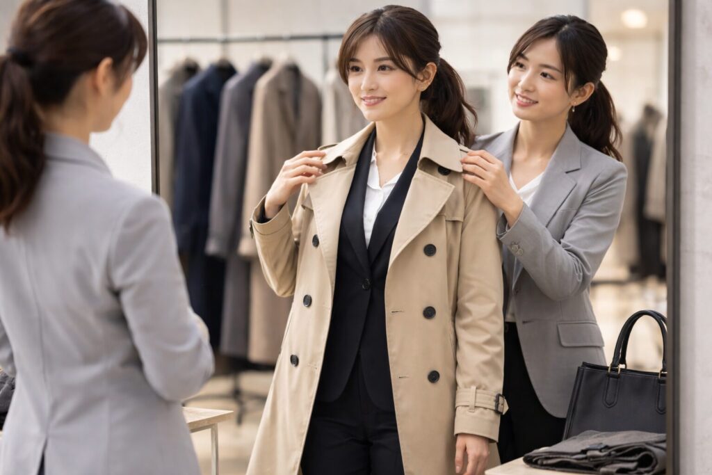 スーツに合うコートのサイズ感