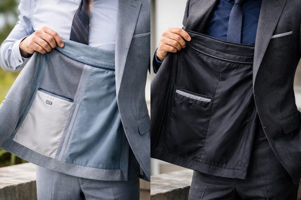 スーツの夏用と冬用の見分け方はズボンの膝裏を見る