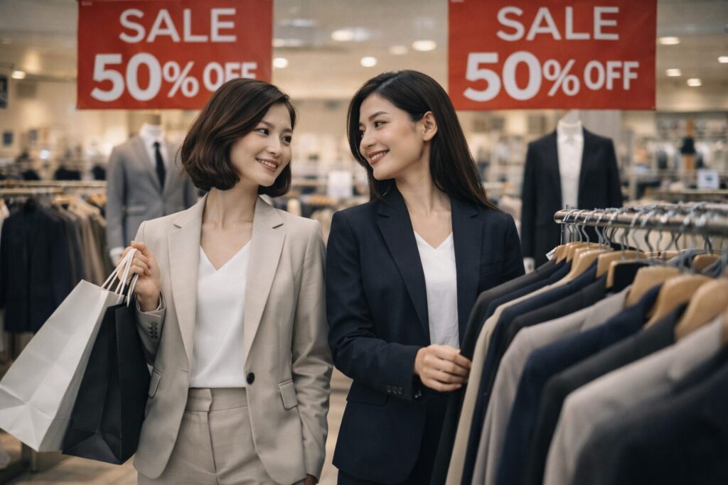 スーツレディース安い店舗セール時期