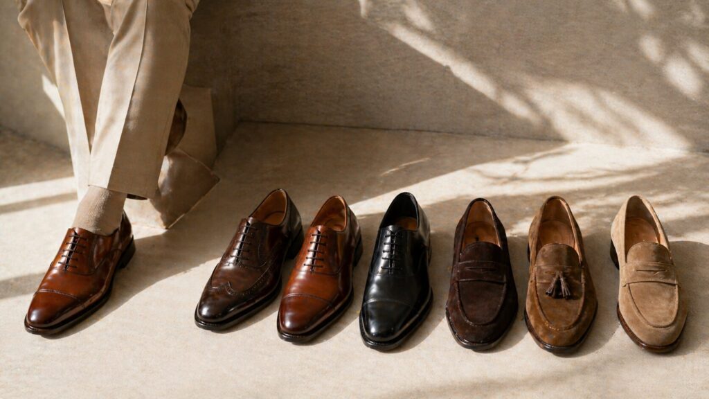 ベージュスーツと靴の選び方