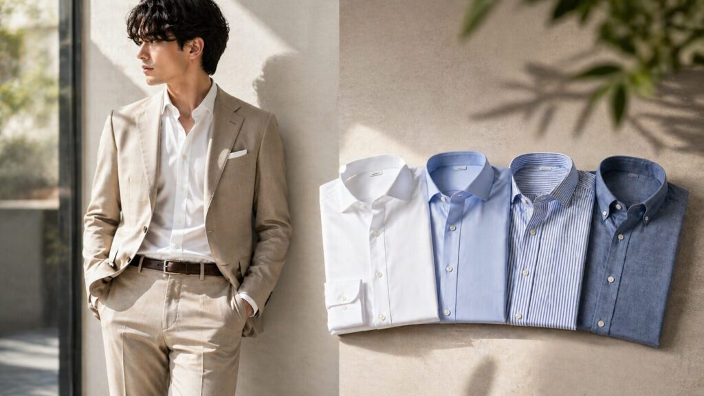 ベージュスーツに合うシャツ
