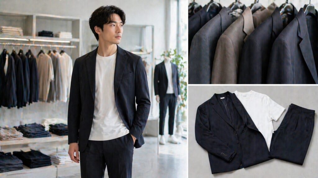 シンプルなセットアップと商品ディテールを比較できるカタログ風の構図