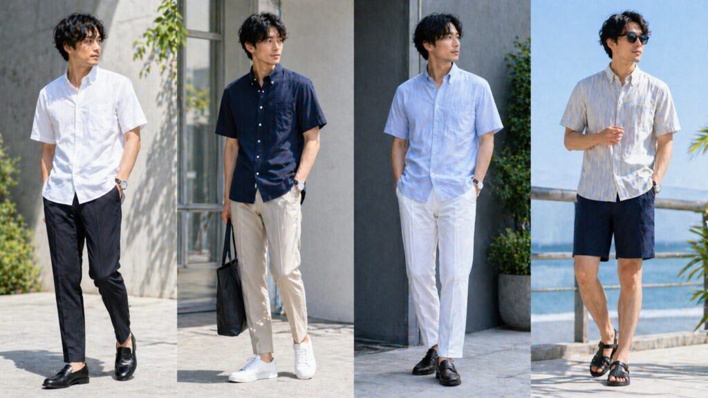 半袖シャツの夏コーデ