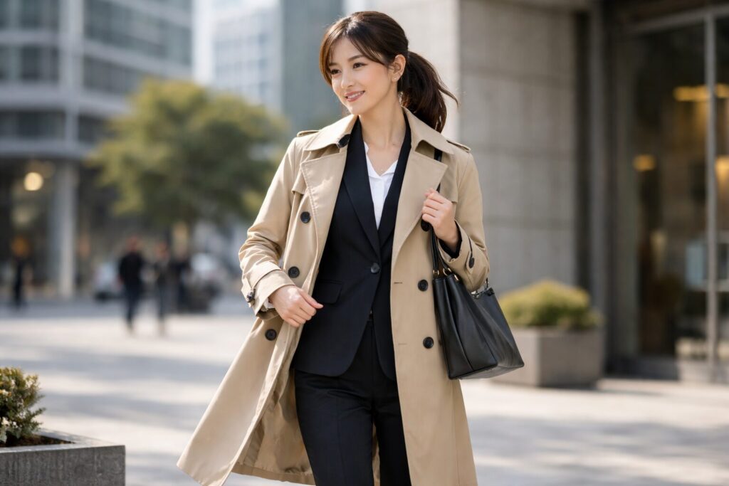 就活で人気のトレンチコート