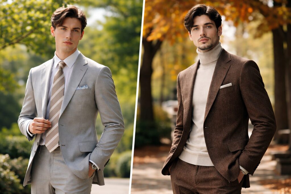 春夏スーツと秋冬スーツの生地