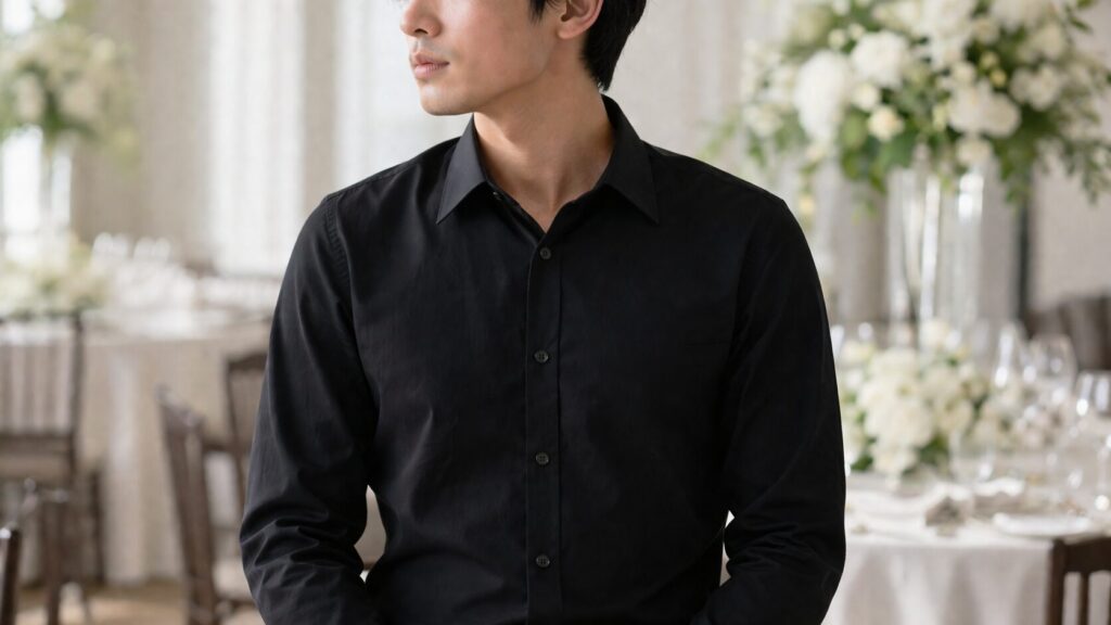 結婚式での適切な白シャツ着用例