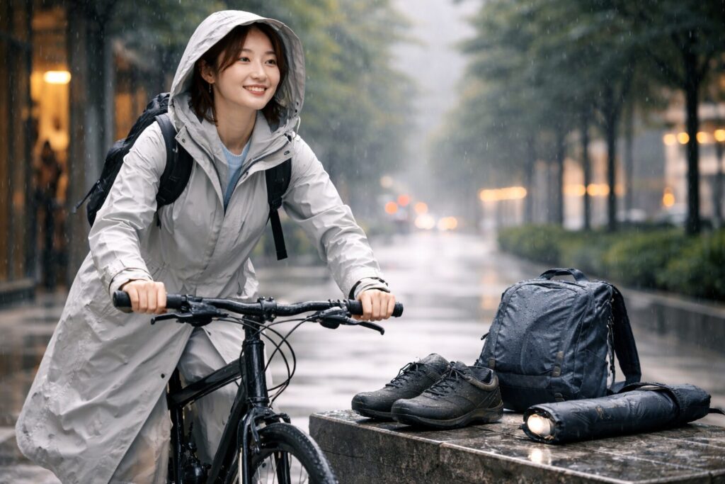 自転車でも快適なレインコート