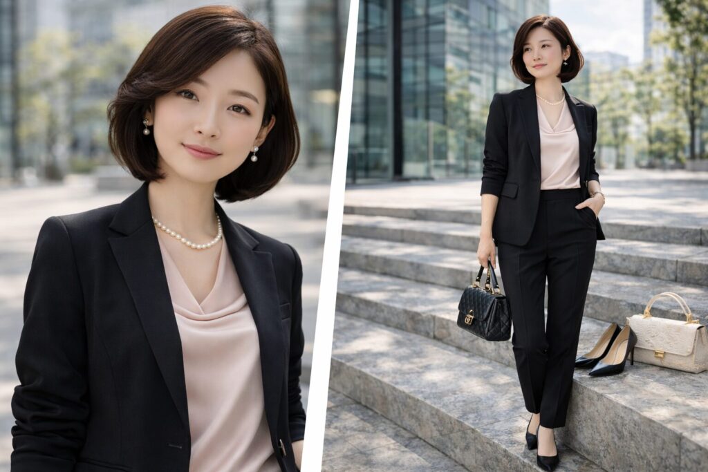 黒スーツの40代向け着こなし