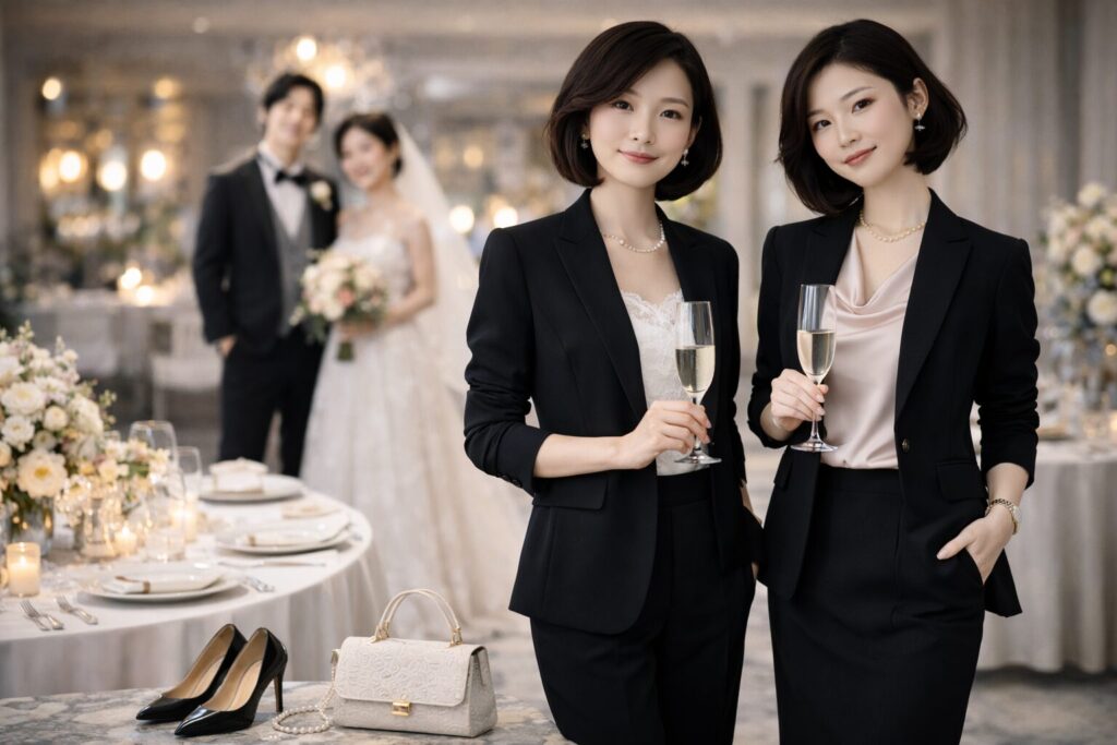 黒スーツを結婚式で着る工夫