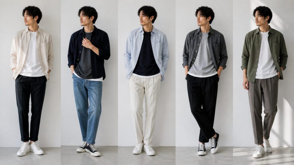 Tシャツ重ね着コーデ