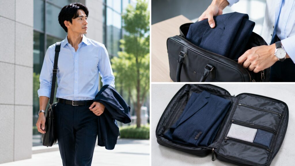 営業向けジャケット持ち運び術